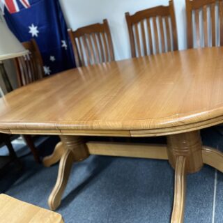 Oval Timber Dining Table & Chairs