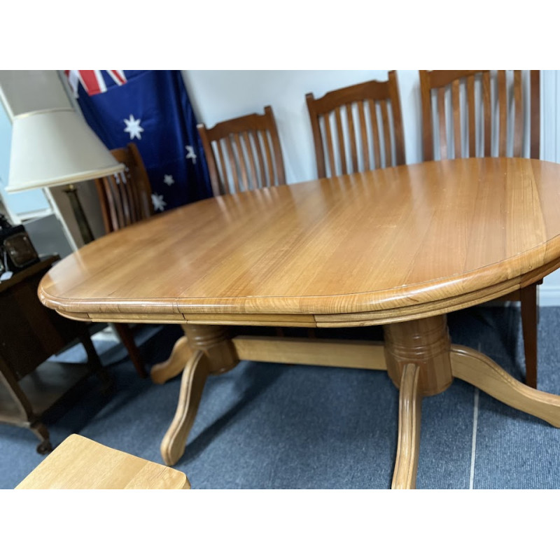 Oval Timber Dining Table & Chairs