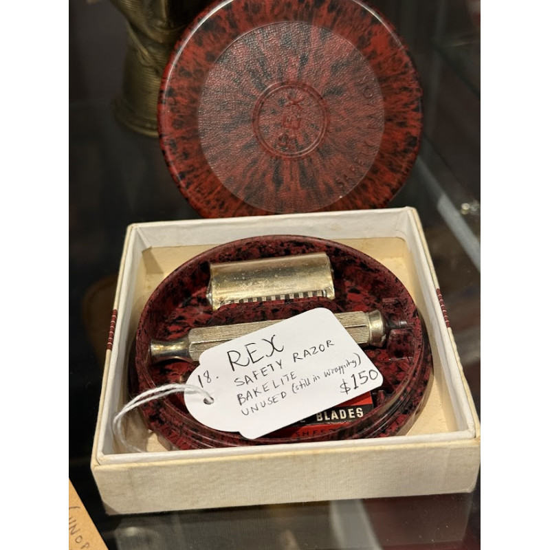 Rex Safety Razor In Bakelite Container