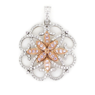 14ct Gold Diamond & Pink Diamond Pendant