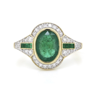 14ct Emerald & Diamond Ring