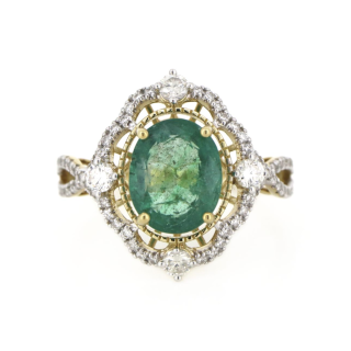 14ct Emerald & Diamond Ring