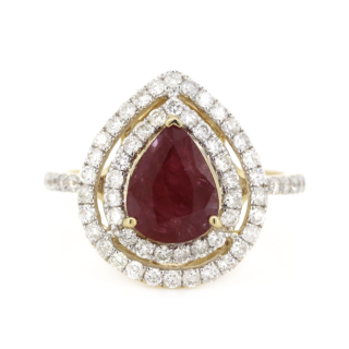 14ct Yellow Gold Ruby & Diamond Ring