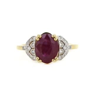 14ct Yellow Gold Ruby & Diamond Ring