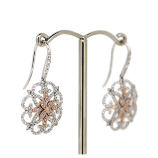 14ct White & Rose Gold Diamond Earrings