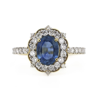 14ct Sapphire & Diamond 'Antique Inspired' Ring