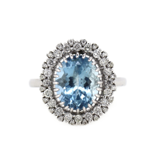 14ct White Gold Aquamarine & Diamond Ring
