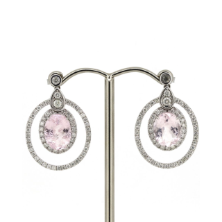 14ct White Gold Morganite & Diamond Earrings