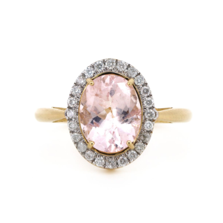 14ct Yellow Gold Morganite & Diamond Ring