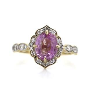 14ct Yellow Gold Sapphire & Diamond Ring
