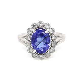 14ct White Gold Tanzanite & Diamond Ring
