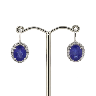 14ct White Gold Tanzanite & Diamond Earrings