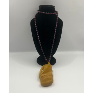 Yellow Jade & Garnet Necklace