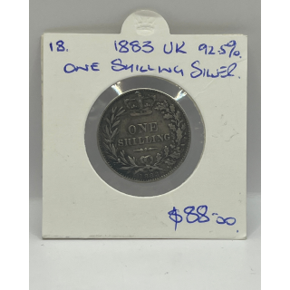 1883 UK One Shilling 92.5% Silver